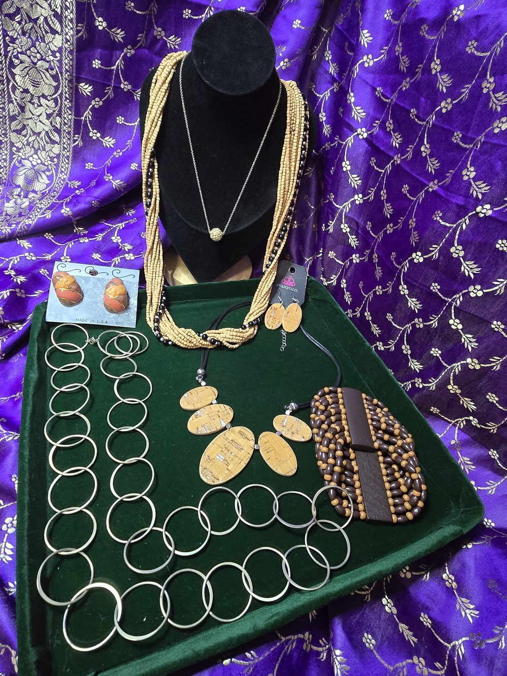 paparazzi Gold and Brown Multi-Strand Beaded Necklace Set